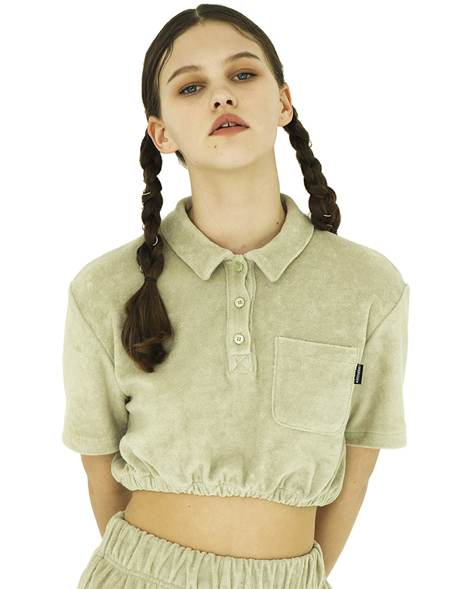 Terry Crop Top [Ivory/Peach/Olive]